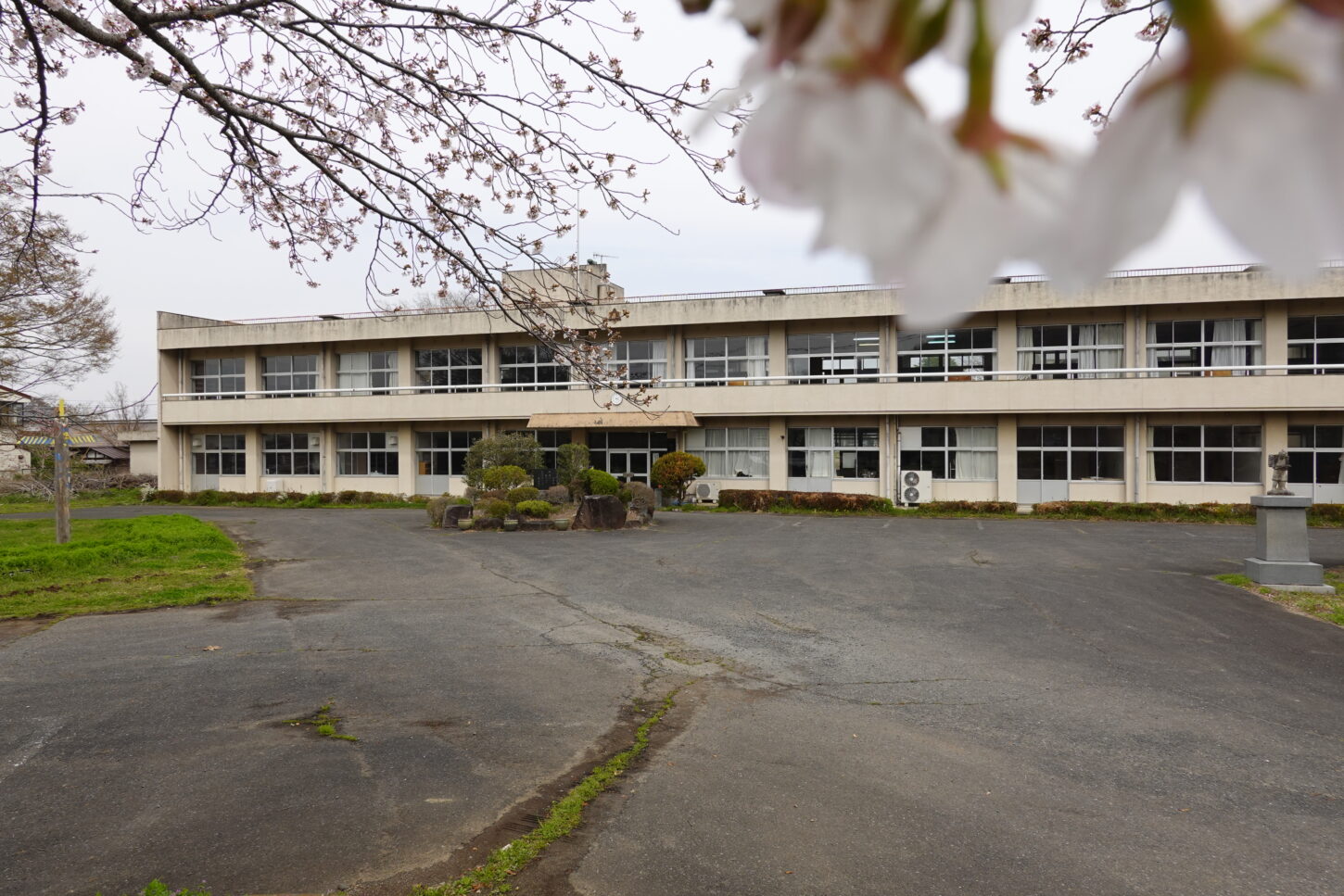 2021年3月25日の学校スタジオの桜咲く・桜と学校イメージ