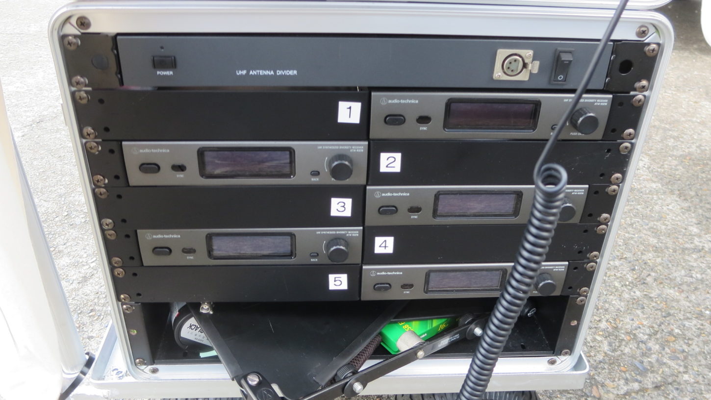 昭和でレトロなアパートスタジオに撮影にきた音声さんの機材