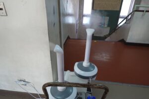 消毒液・大型超音波加湿器で散布・次亜塩素水・校舎・学校スタジオ・アトリエミカミ管理運営